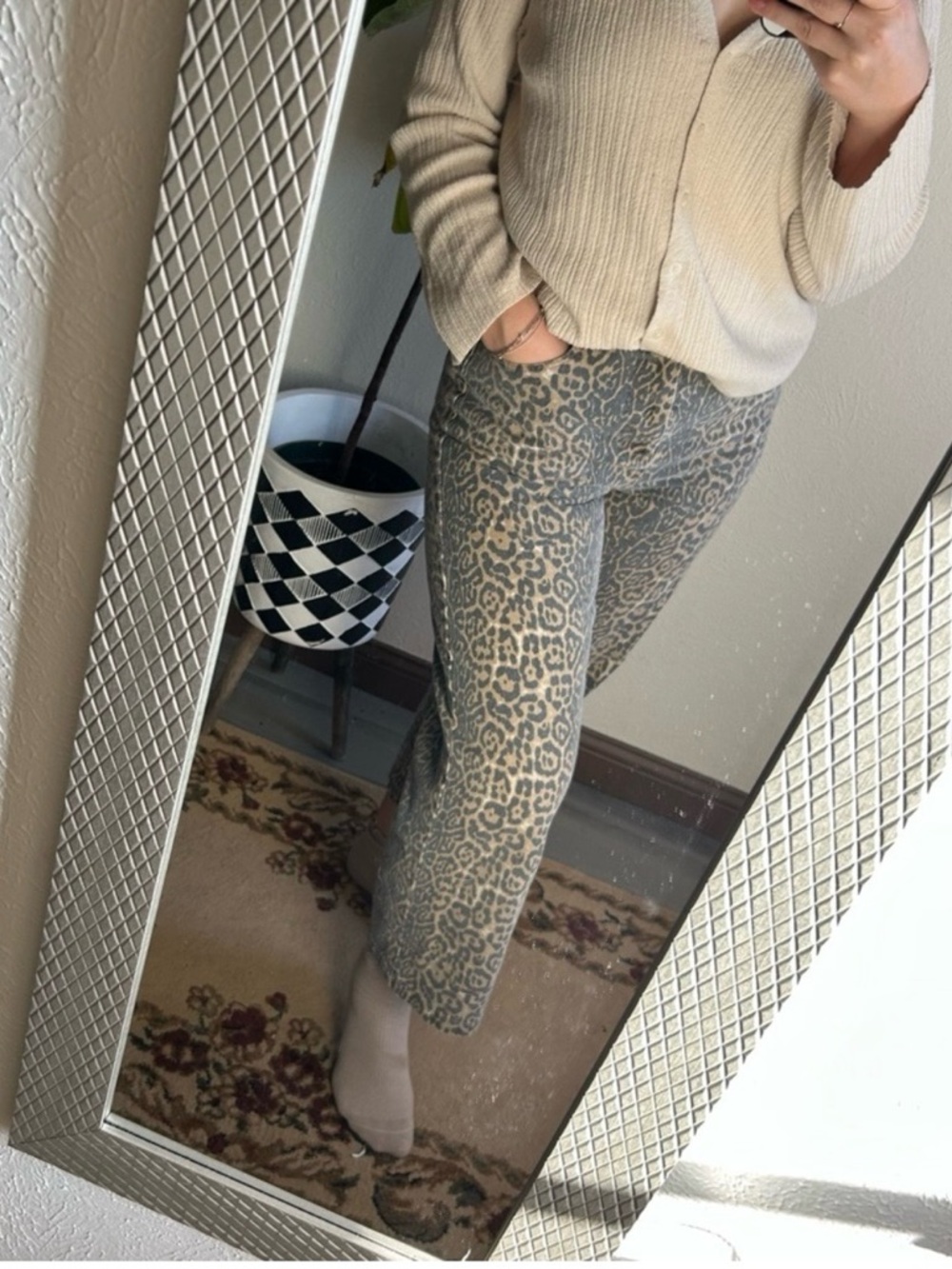 Leopard Print Wide-Leg Women’s Jeans - leopard / cheetah